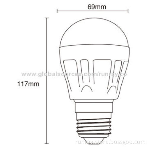 7W LED Bulb, E27/E26/B22, 110-265V AC, CE-marked, Epistar Chip, Aluminum HousingNew